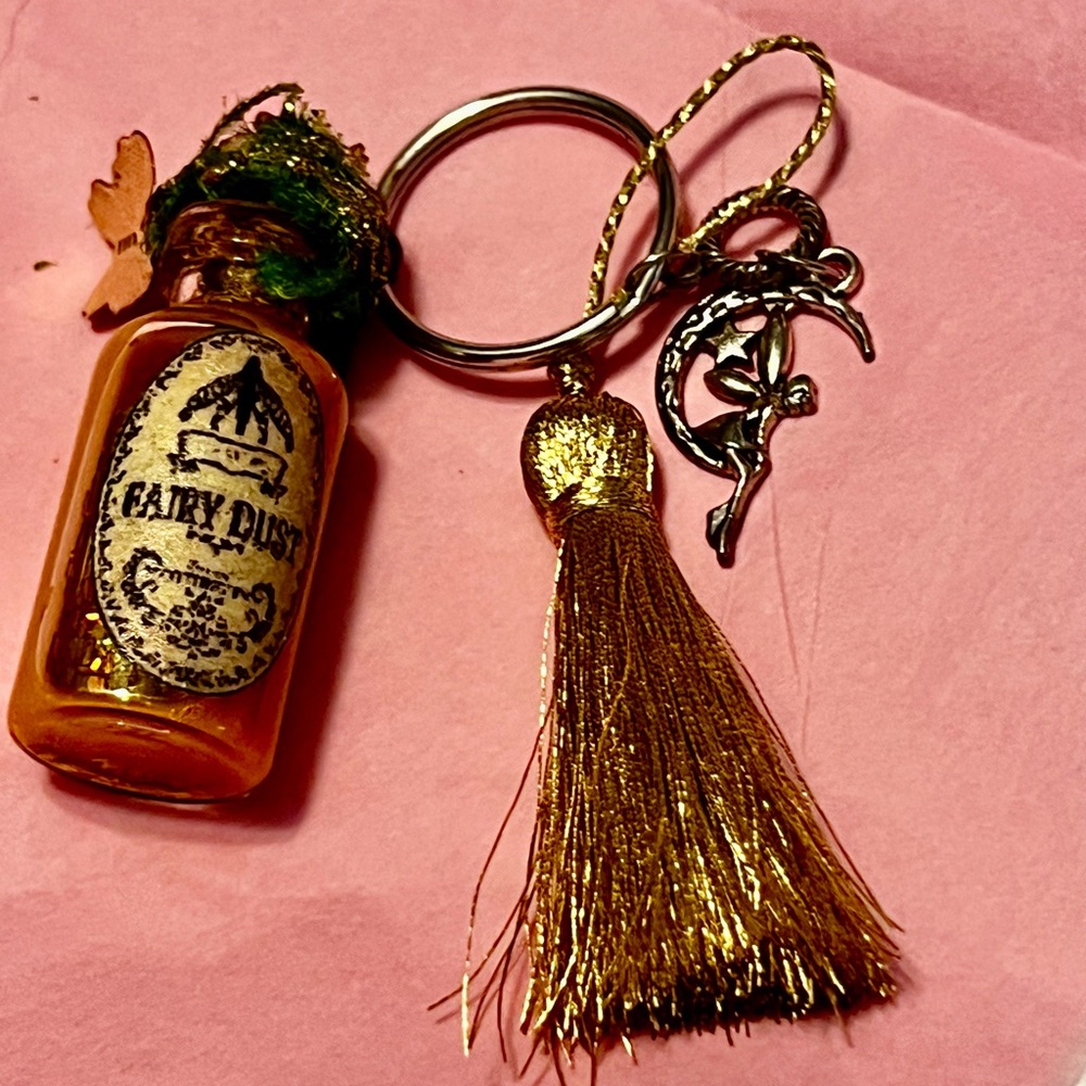 Whimsical Fairy Dust Keychain with Gold Tassel